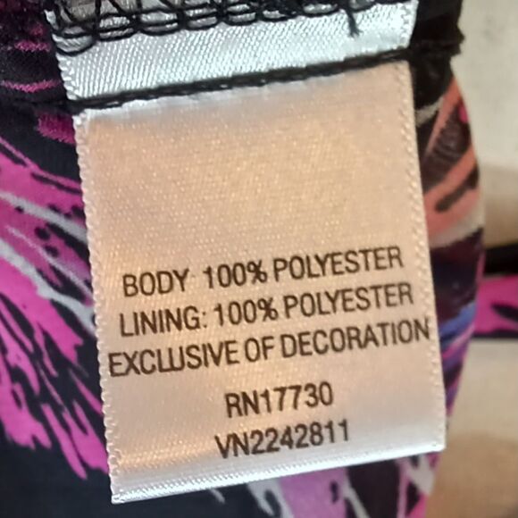 PURE ENERGY Halter Top Dressy Summer Long Sheer Peacock Print Pink Plus Size 4X - Picture 12 of 14